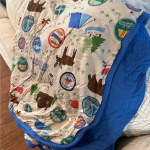 Little Sleepies Adventure Blanket - Blue and Cream